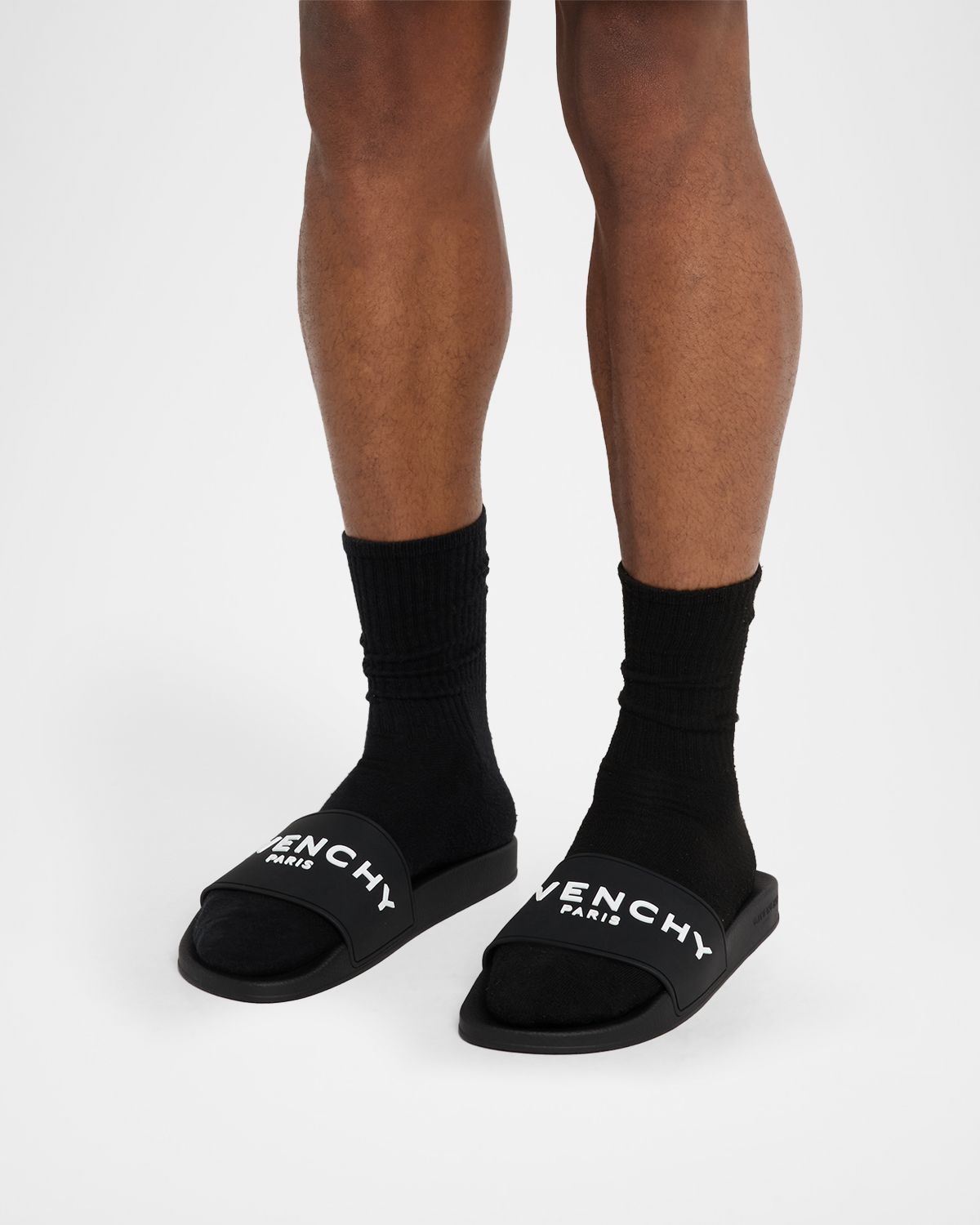 Givenchy Men 's Leather Logo Slide Sandals