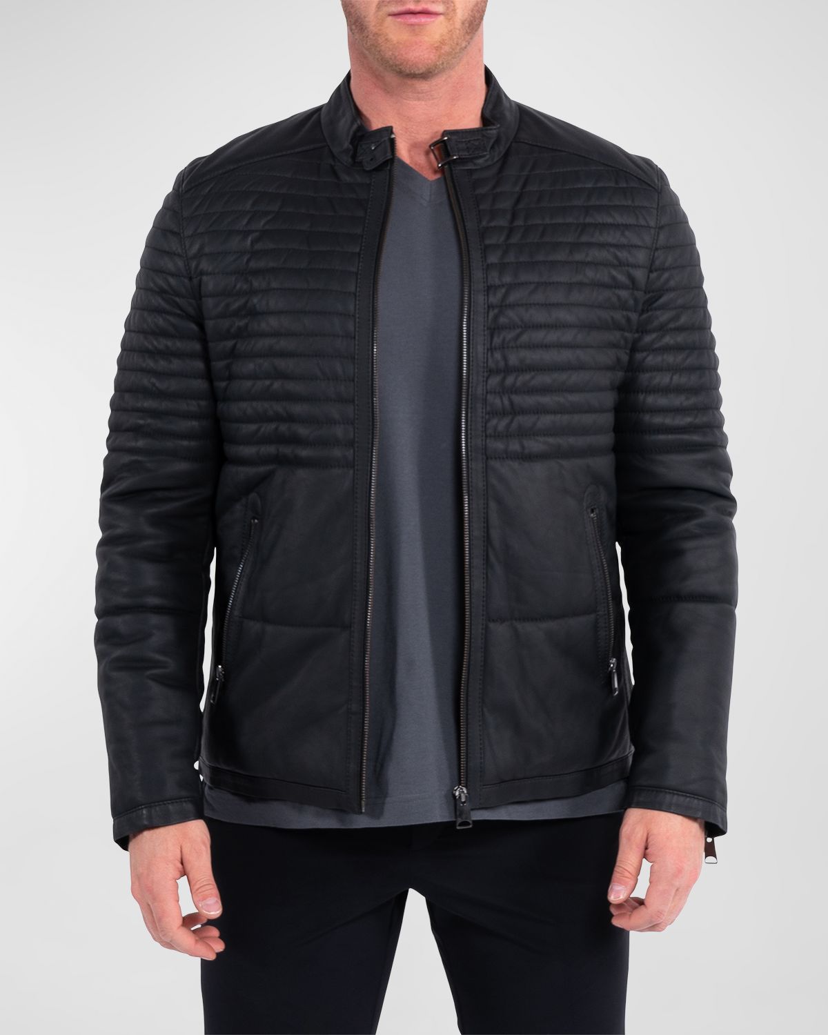 Maceoo Men 's Matte Leather Moto Jacket