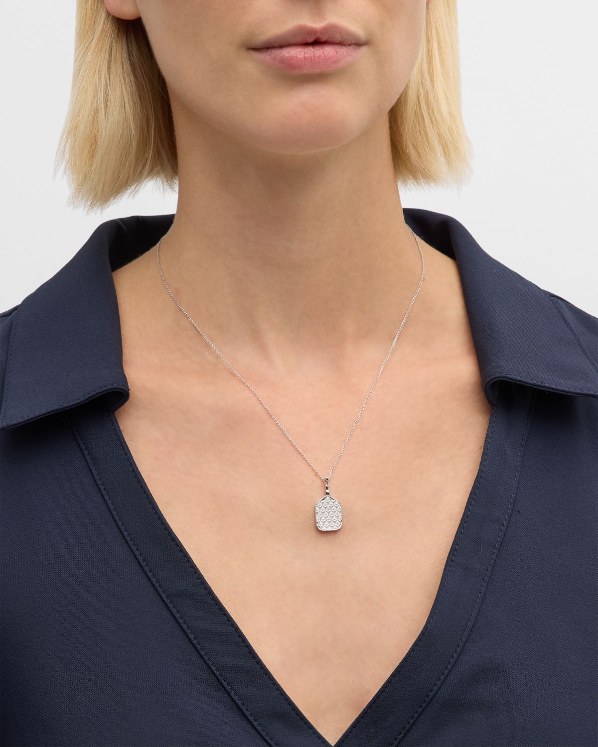 Roberto Coin 18K White Gold Pickleball Necklace with Diamonds