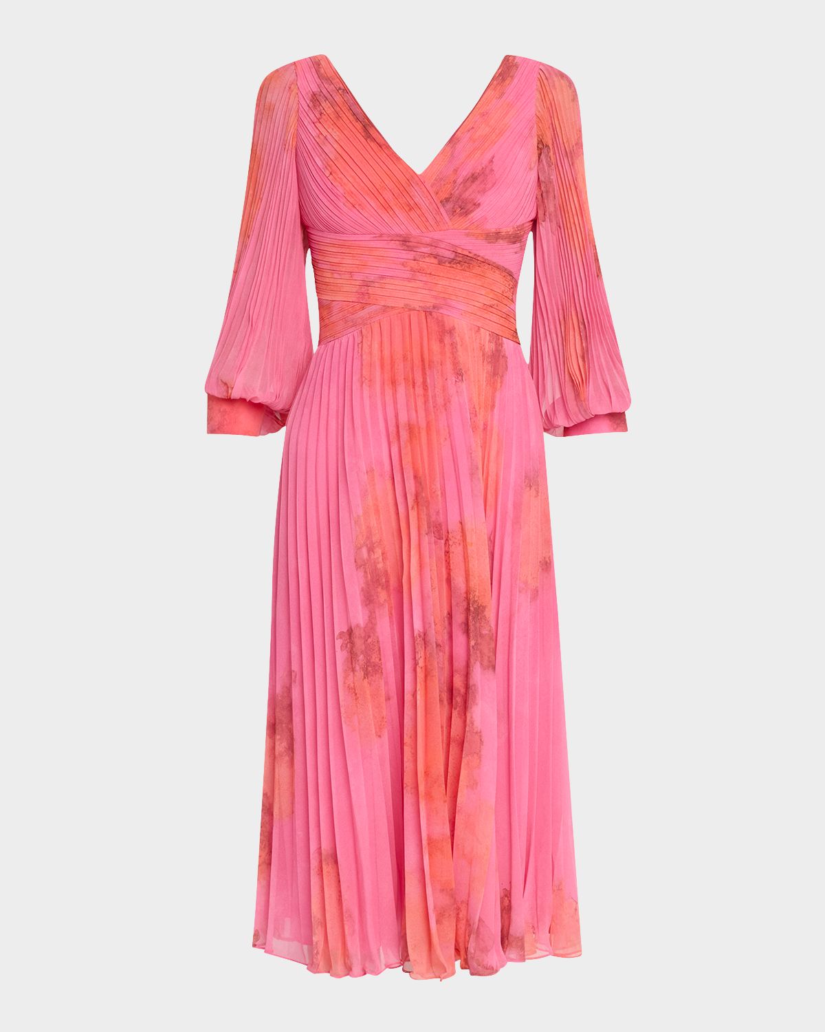 Rickie Freeman for Teri Jon Pleated Abstract-Print Chiffon Midi Dress | Thumbnail 6