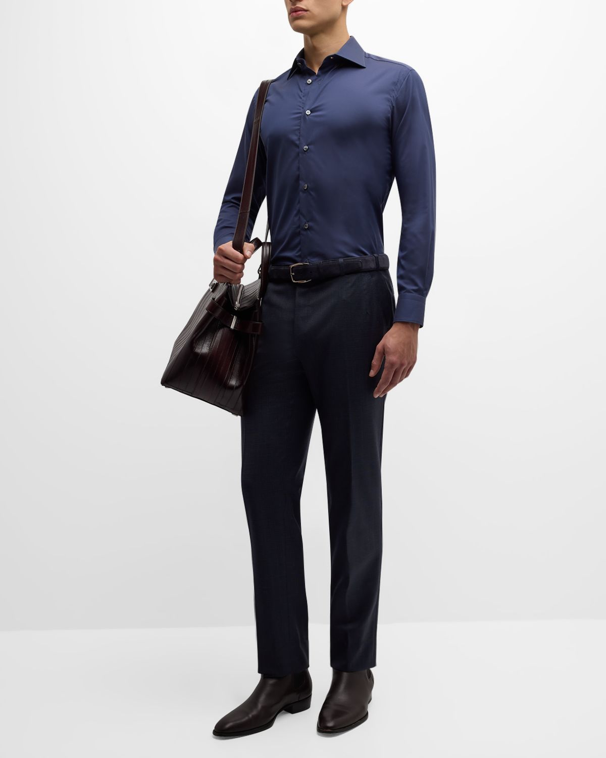 Brioni Men 's Textured Wool Dress Pants