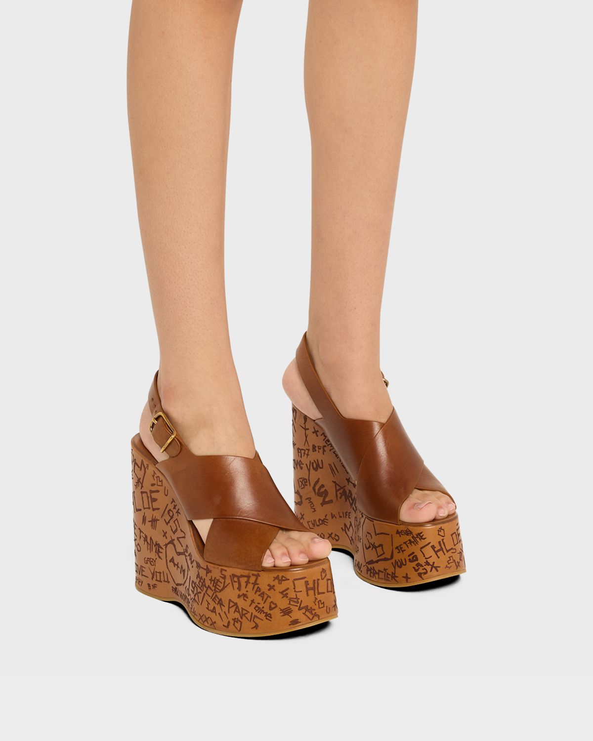 Chloe Maxime Leather Crisscross Platform Sandals