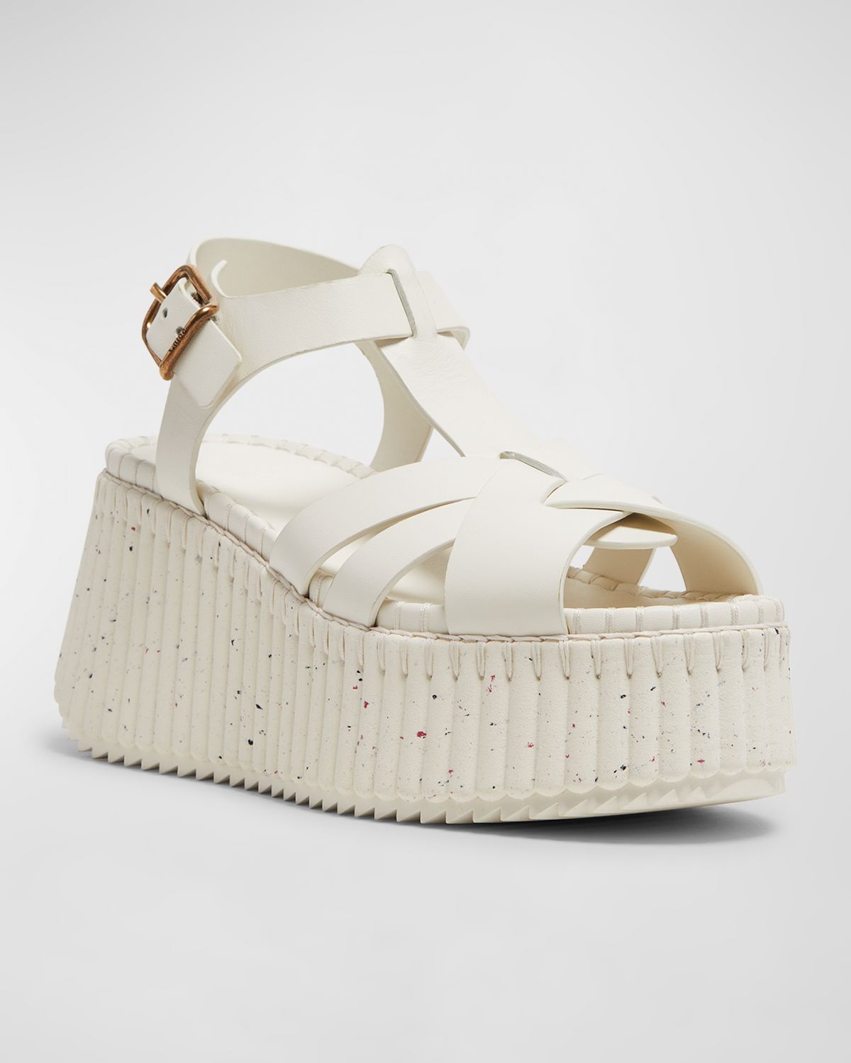 Chloe Nama Leather T-Strap Platform Sandals