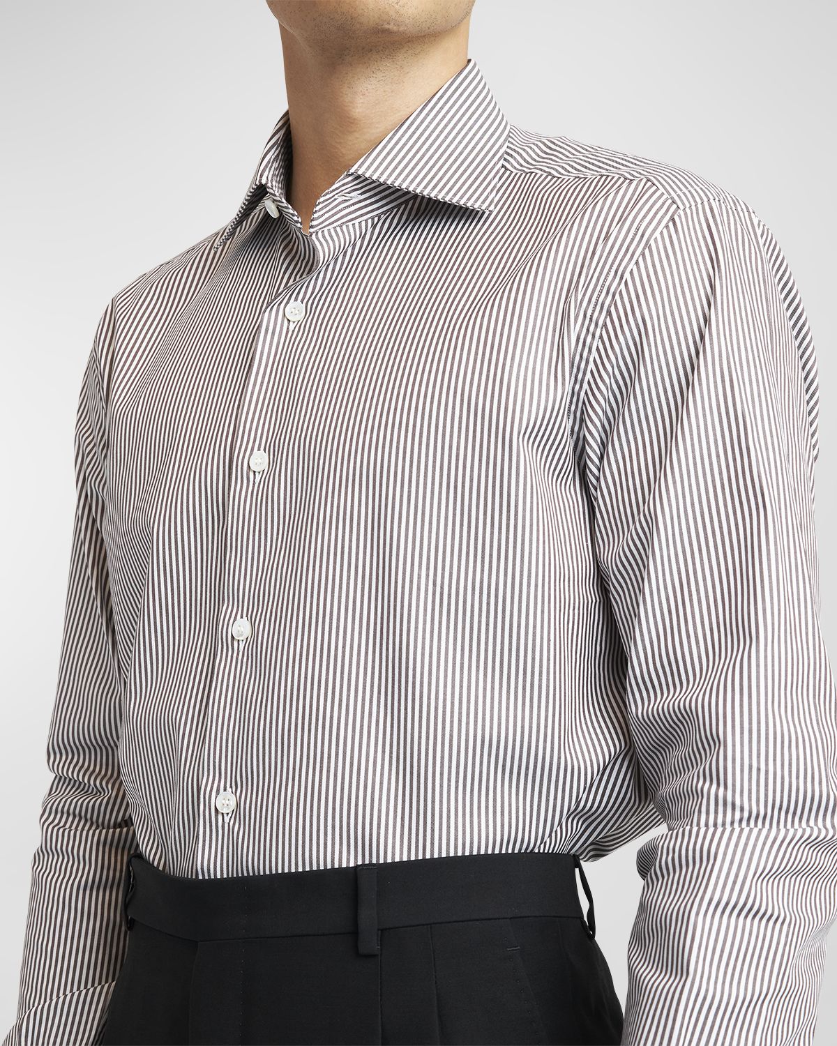 Brioni Men 's Cotton Bengal Stripe Dress Shirt | Thumbnail 7 Brioni Men 's Cotton Bengal Stripe Dress Shirt | Thumbnail 7