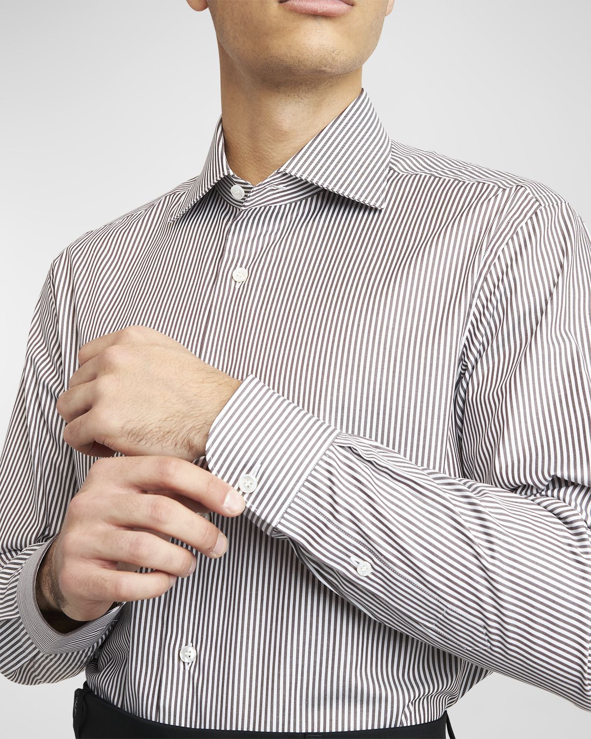 Brioni Men 's Cotton Bengal Stripe Dress Shirt | Thumbnail 5 Brioni Men 's Cotton Bengal Stripe Dress Shirt | Thumbnail 5