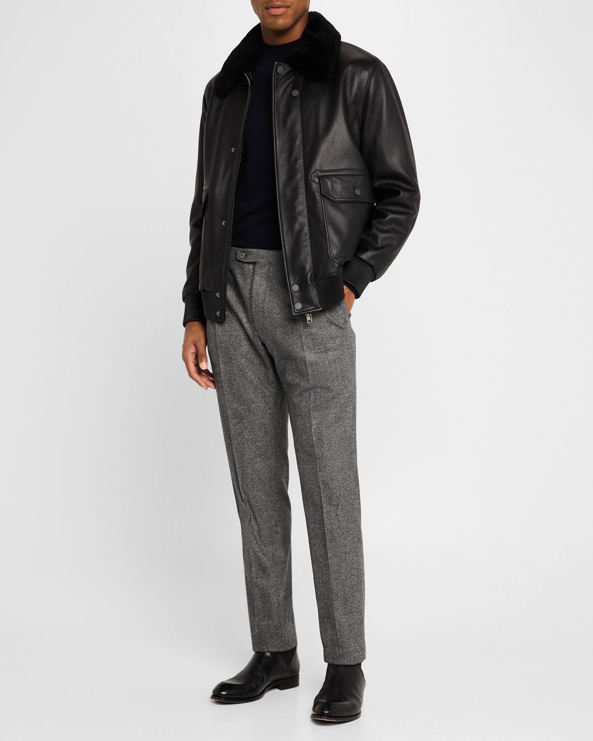 Brioni Men 's Soft Grain Deerskin Bomber Jacket