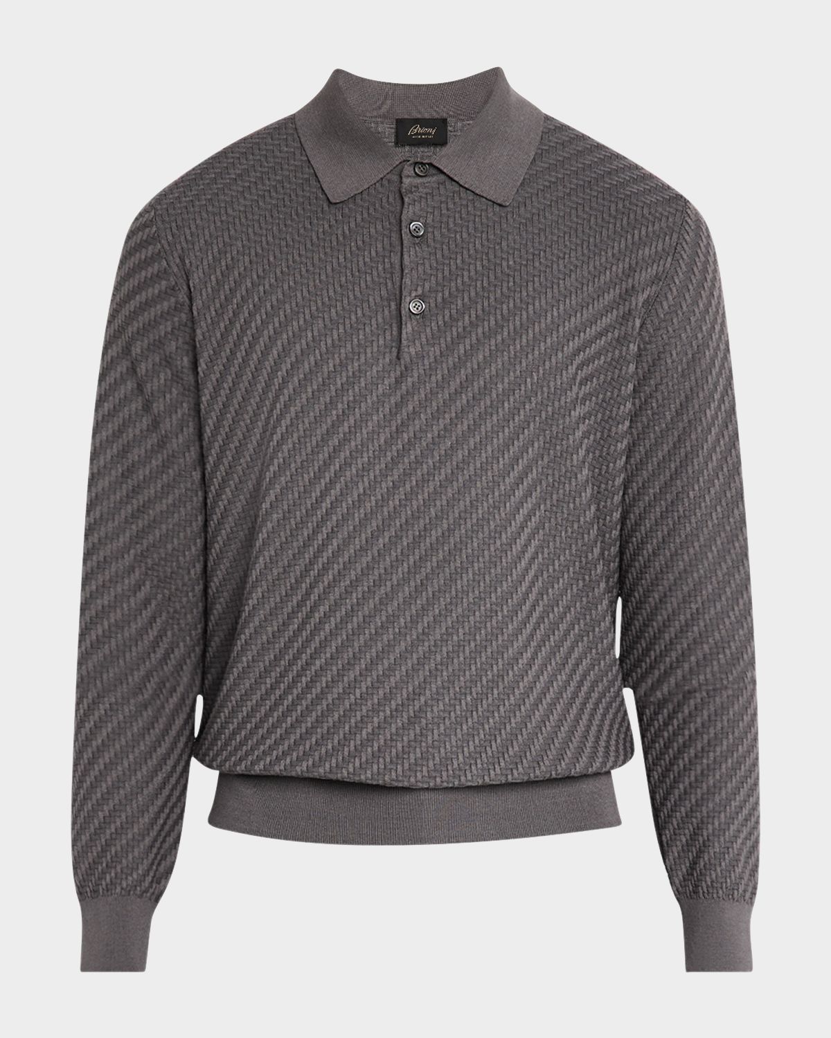 Brioni Men 's Basketweave Polo Sweater