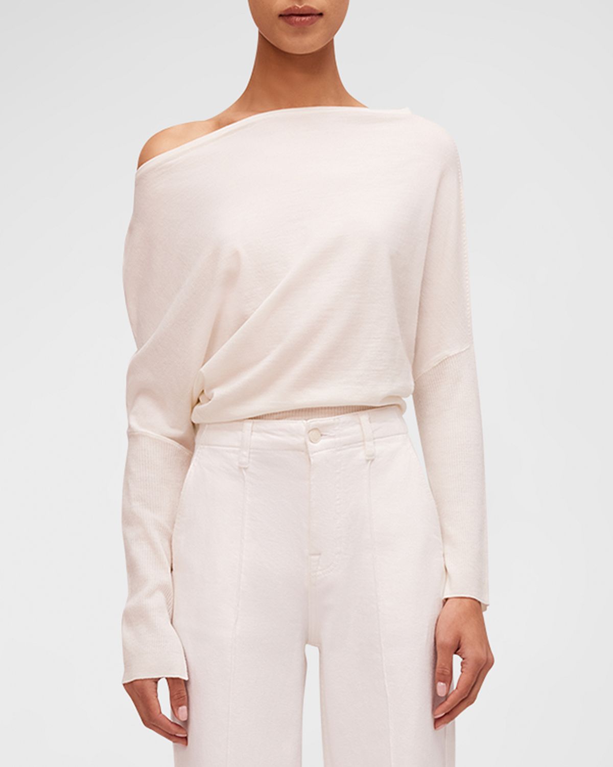 SIMKHAI Lavina Draped Off-Shoulder Sweater