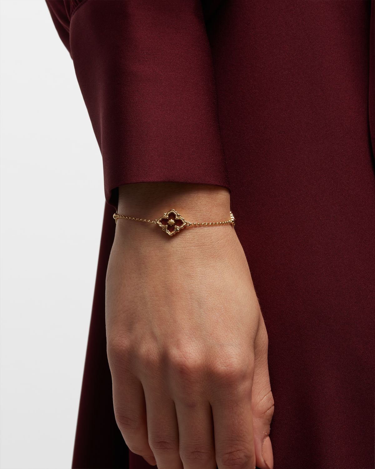 Buccellati Opera Tulle 18K Yellow Gold Red Enamel Bracelet