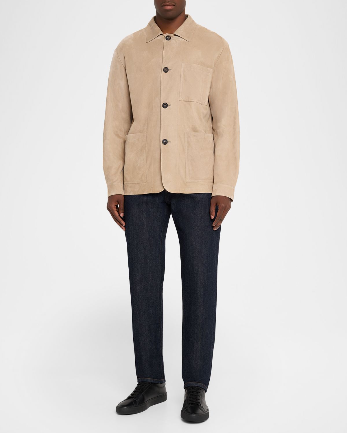 Corneliani Men 's Lamb Suede Three-Pocket Shirt Jacket