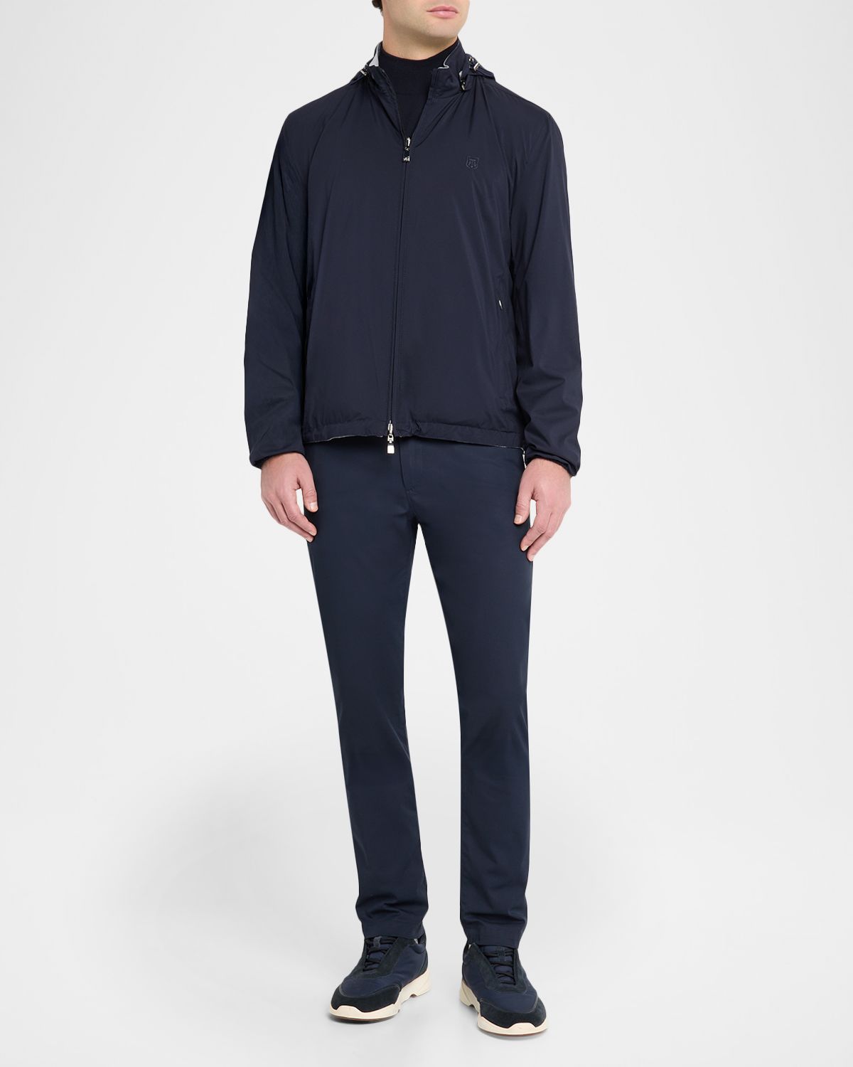 Corneliani Men 's Technical Fabric Reversible Hooded Jacket