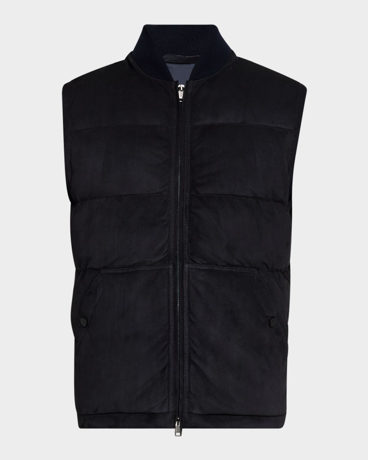 Brioni Men 's Quilted Suede Full-Zip Vest