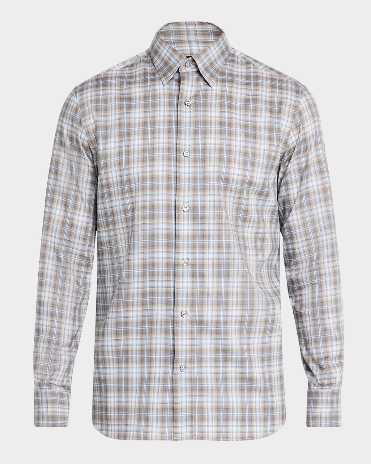 Brioni Men 's Cotton Check Casual Button-Down Shirt