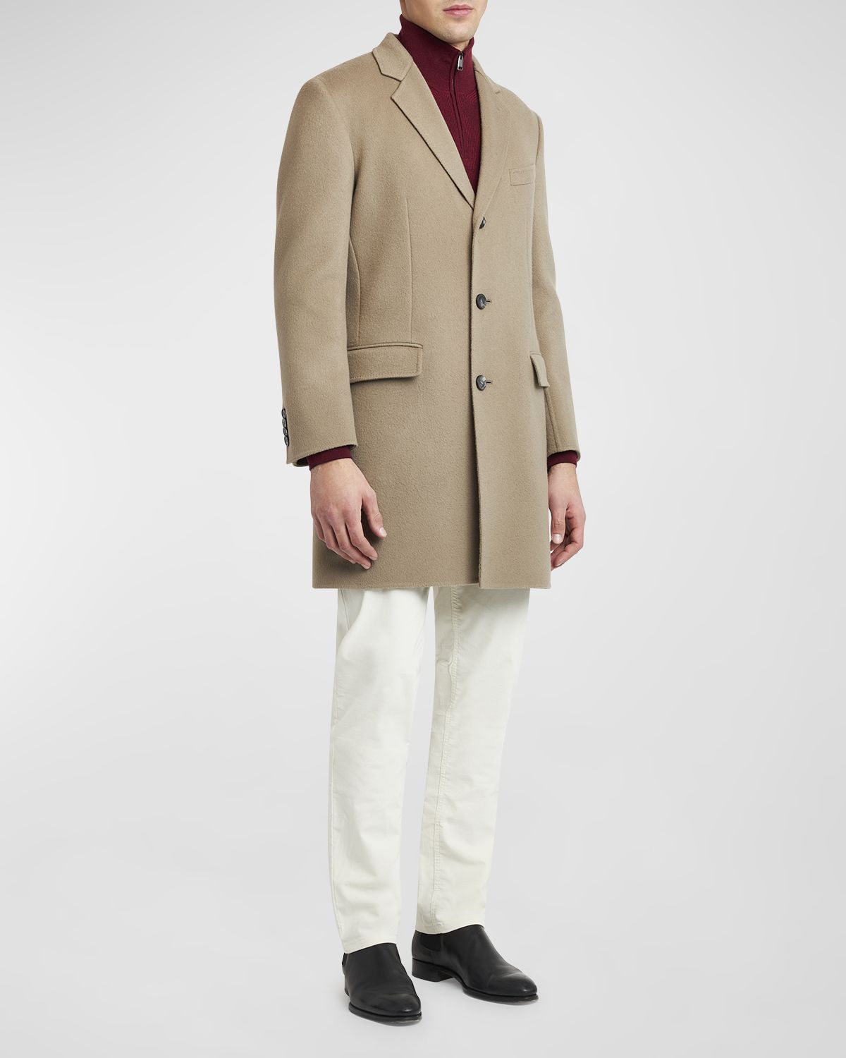 Men 's Wool and Cashmere Double-Face Top Coat
