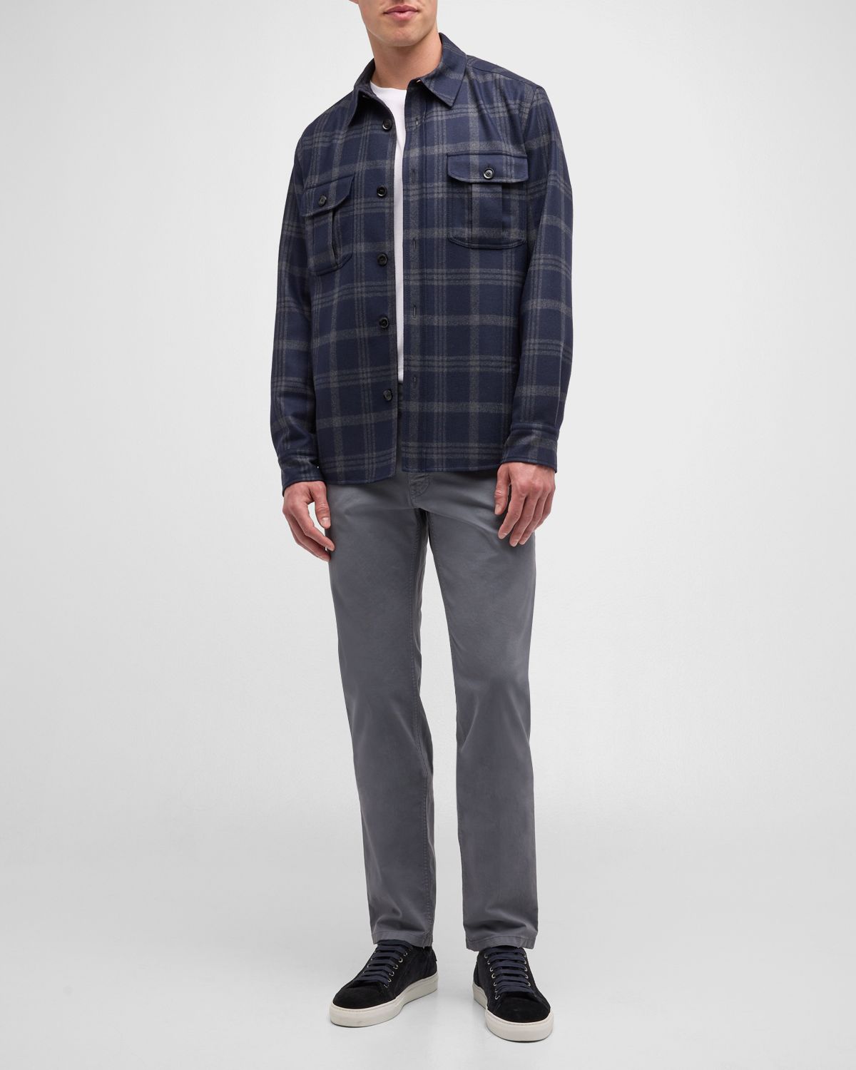 Brioni Men 's Plaid Double-Face Overshirt
