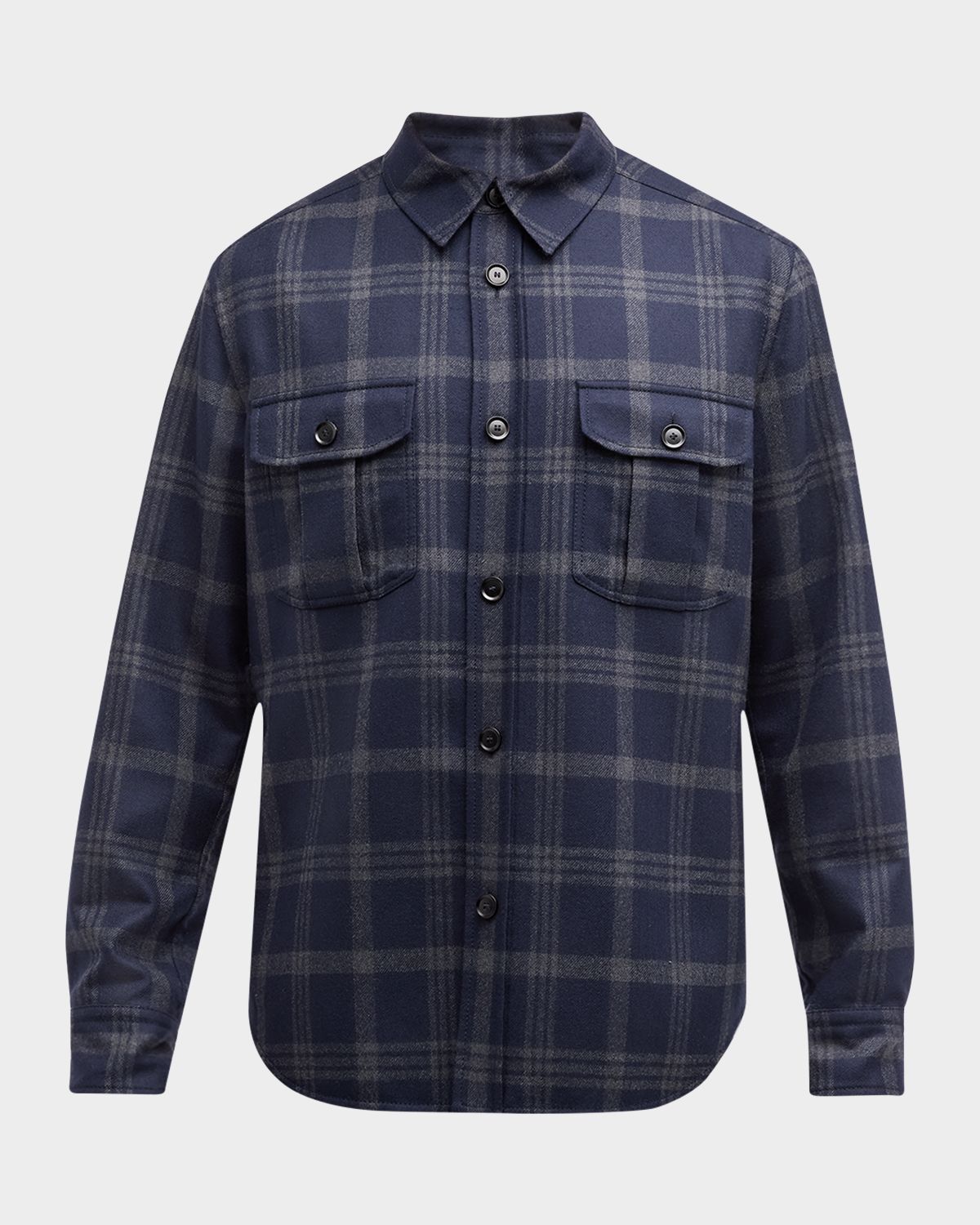 Brioni Men 's Plaid Double-Face Overshirt
