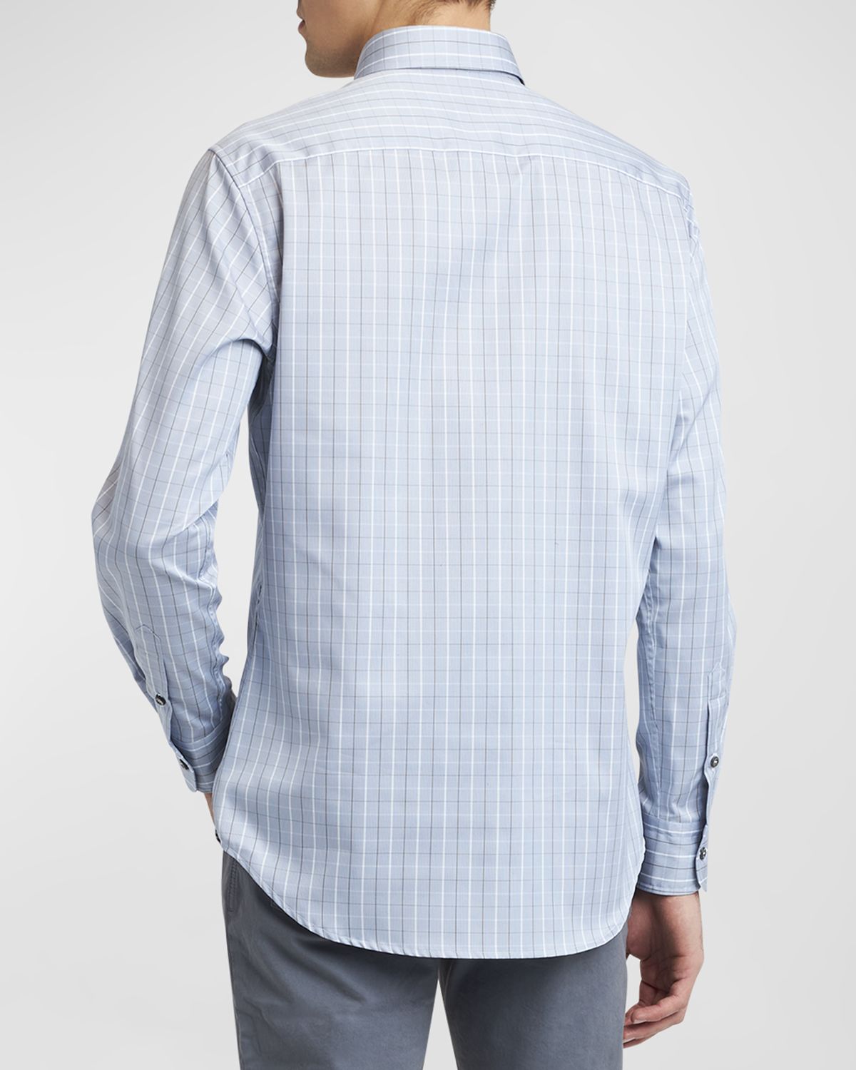 Brioni Men 's Cotton Grid Check Sport Shirt | Thumbnail 3 Brioni Men 's Cotton Grid Check Sport Shirt | Thumbnail 3