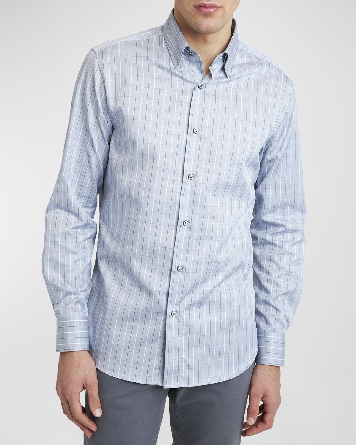 Brioni Men 's Cotton Grid Check Sport Shirt | Thumbnail 7 Brioni Men 's Cotton Grid Check Sport Shirt | Thumbnail 7
