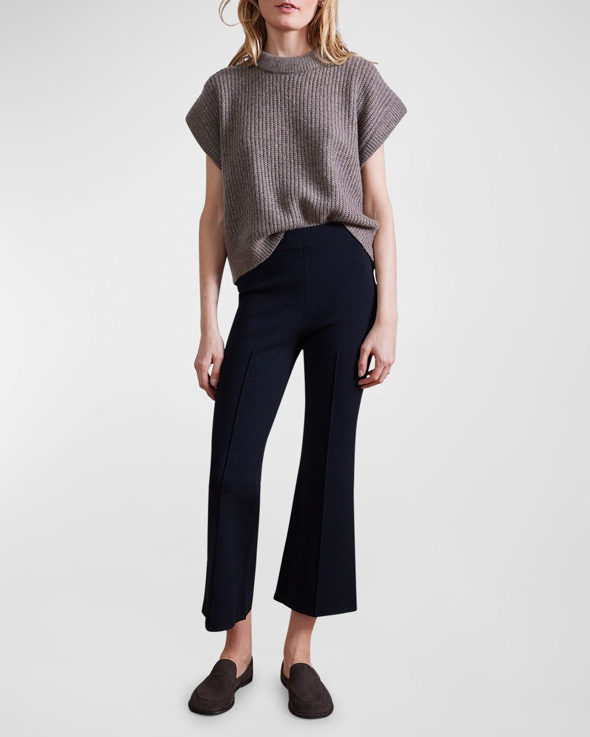 Apiece Apart Rene Pintuck Cropped Flare-Leg Pants