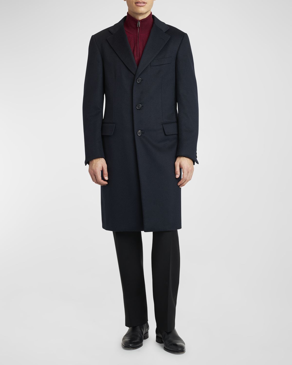 Brioni Men 's Solid Wool Topcoat