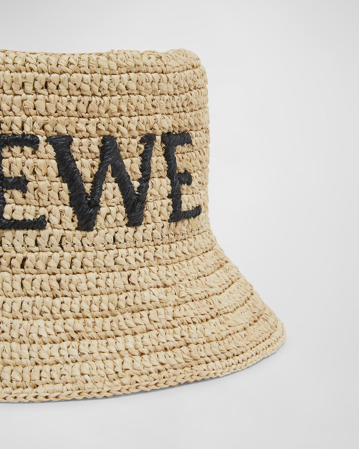 Loewe Logo Woven Raffia Bucket Hat