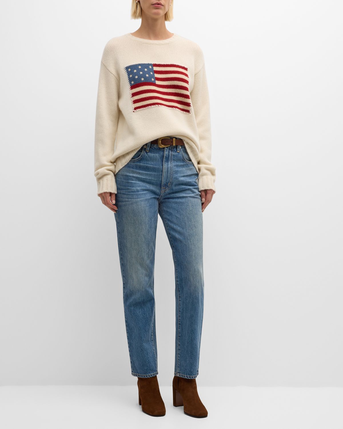 Ralph Lauren Collection Flag Crewneck Cashmere Sweater