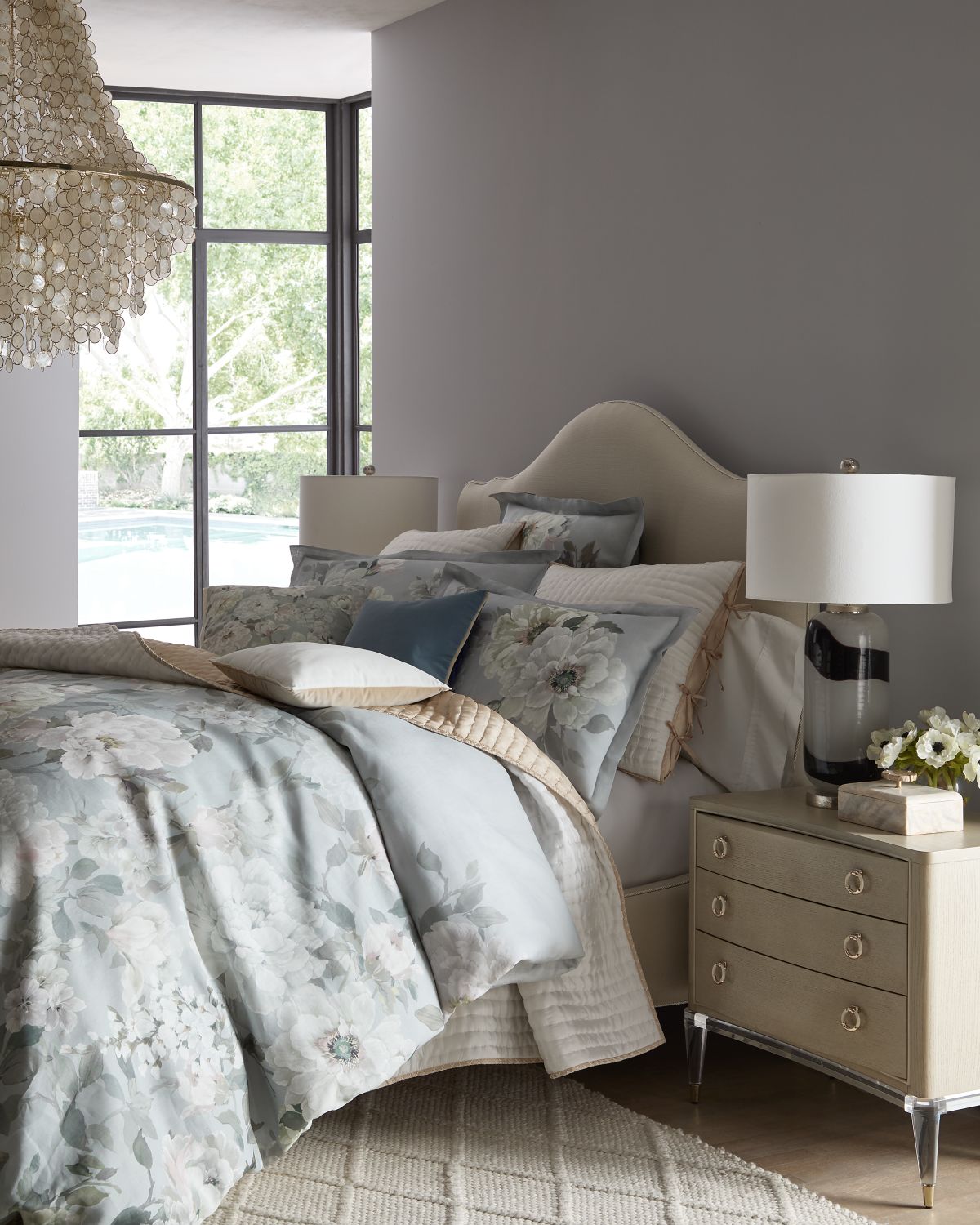 Designers Guild Fleur Blanche Platinum King Sham