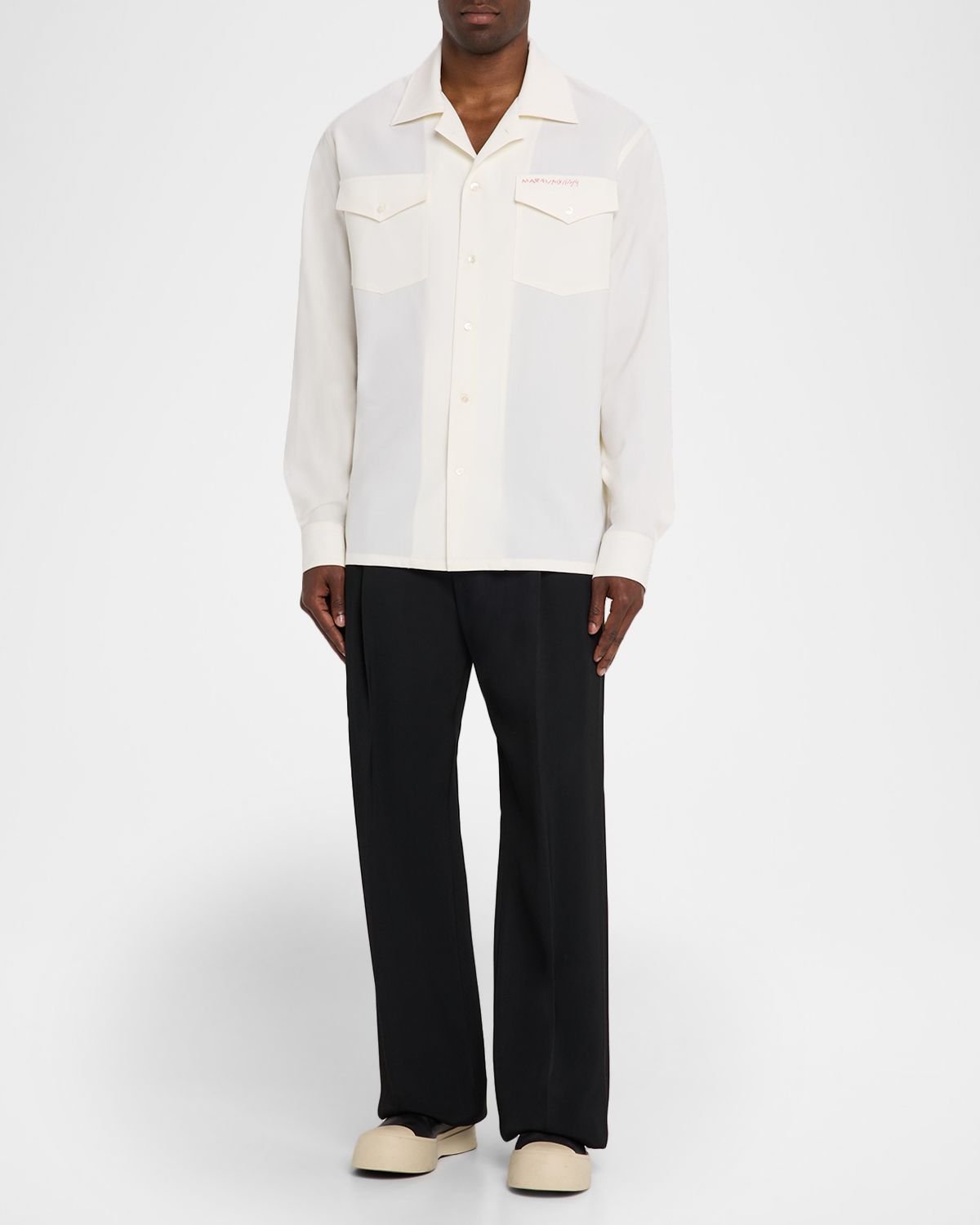 Marni Men 's Embroidered Logo Sport Shirt