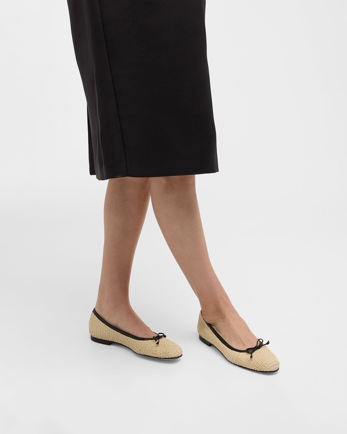 Manolo Blahnik Veralli Woven Bow Ballerina Flats