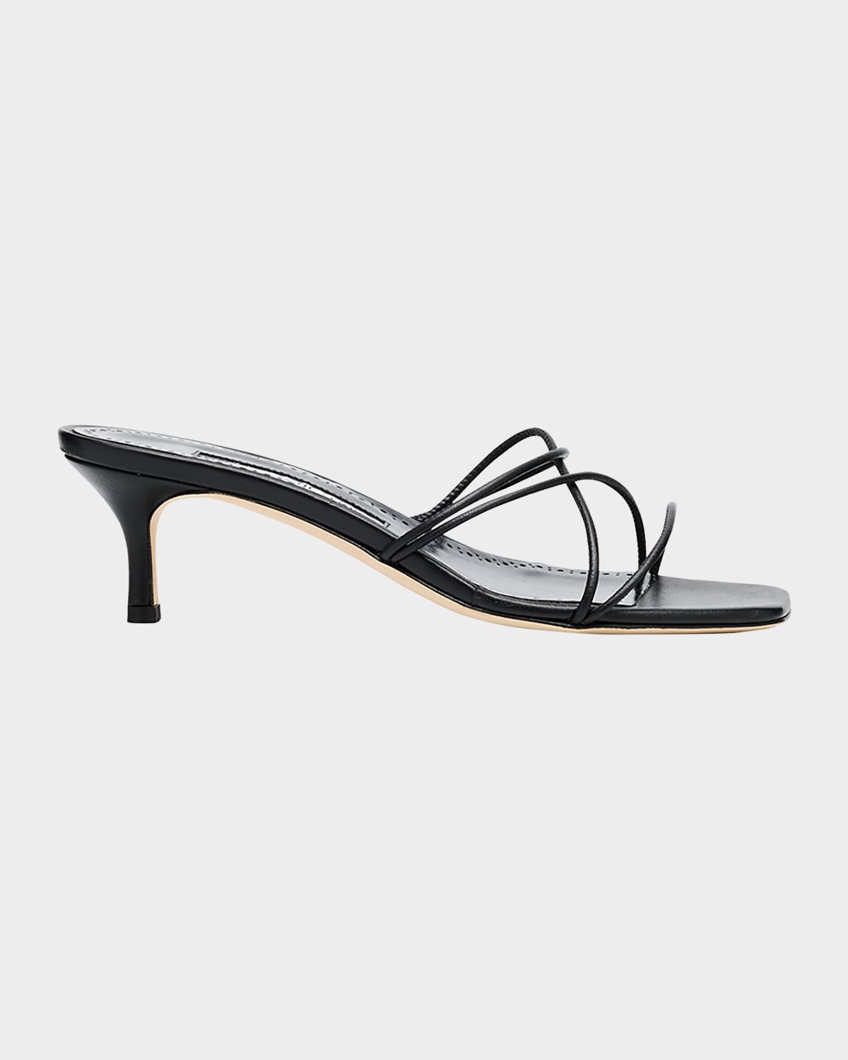 Manolo Blahnik Strappy Leather Kitten-Heel Mule Sandals | Thumbnail 4 Manolo Blahnik Strappy Leather Kitten-Heel Mule Sandals | Thumbnail 4