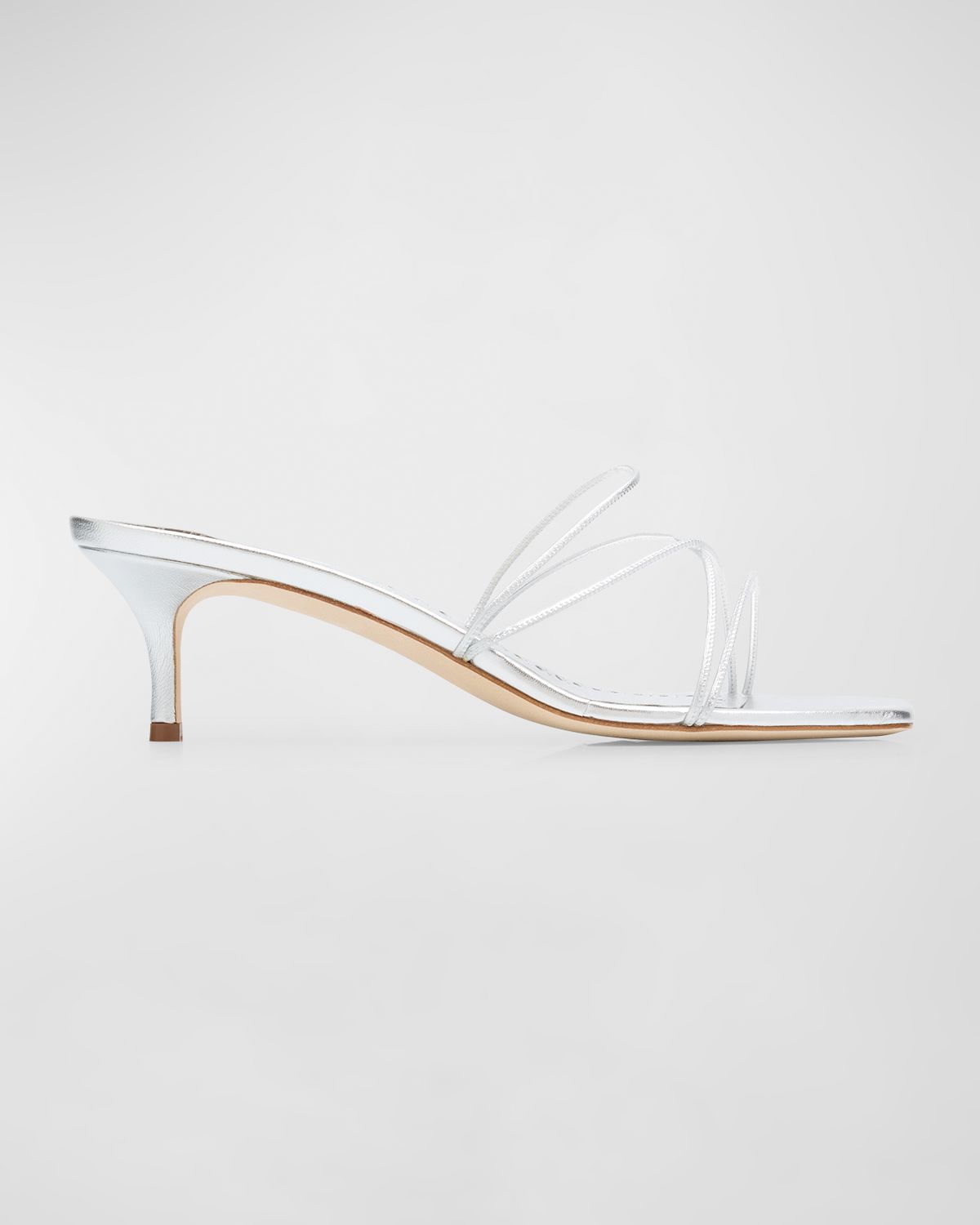 Manolo Blahnik Strappy Metallic Leather Slide Sandals