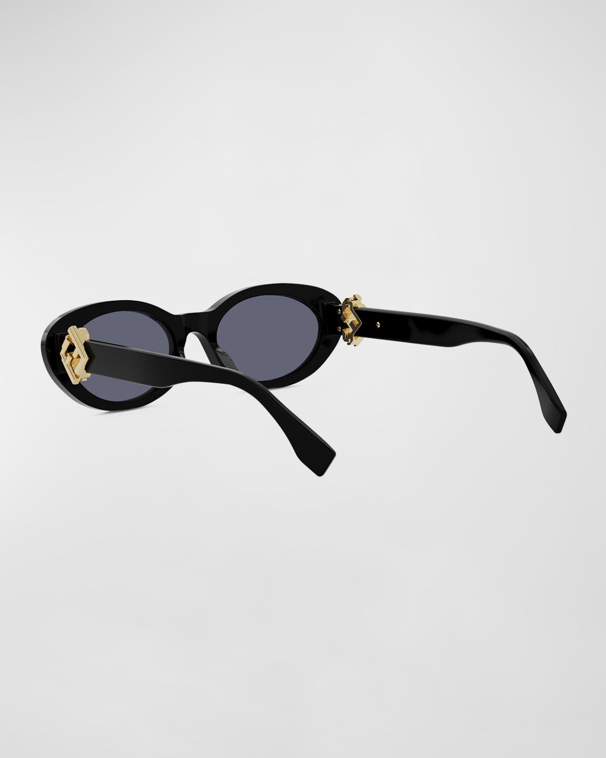Fendi Diamond Black Acetate Oval Sunglasses