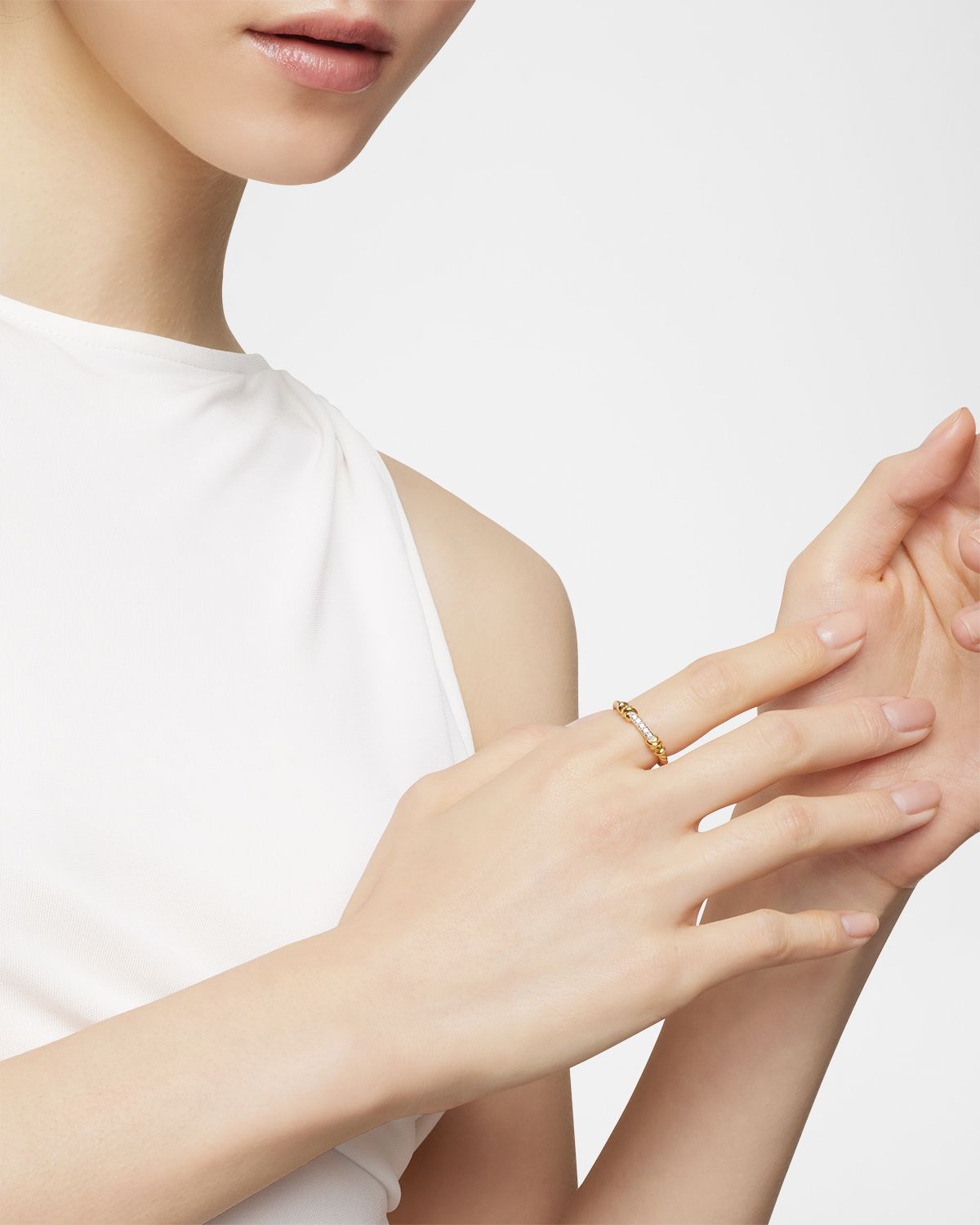 David Yurman Petite Helena Wrap Ring in 18K Gold with Diamonds