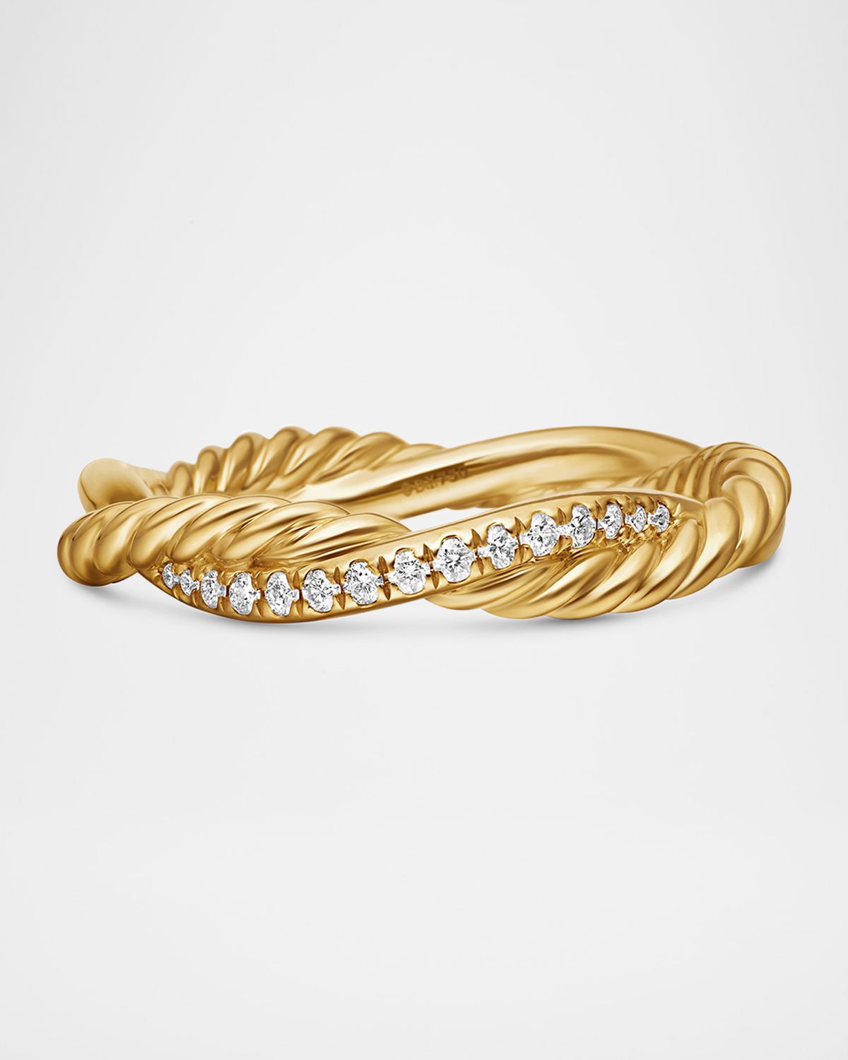 David Yurman Petite Infinity Band Ring in 18K Yellow Gold with Diamonds