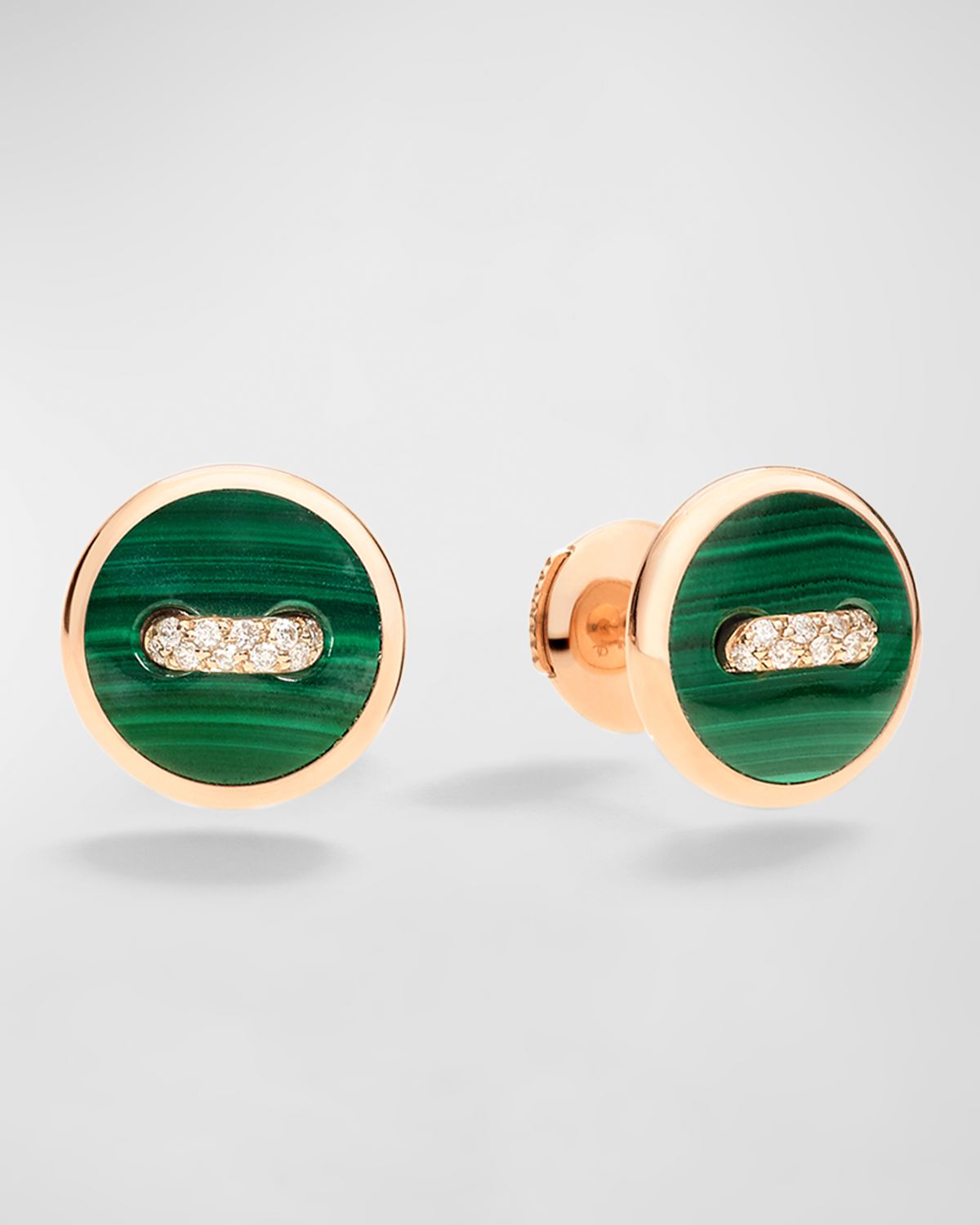 Pomellato 18K Rose Gold Dot Malachite Earrings