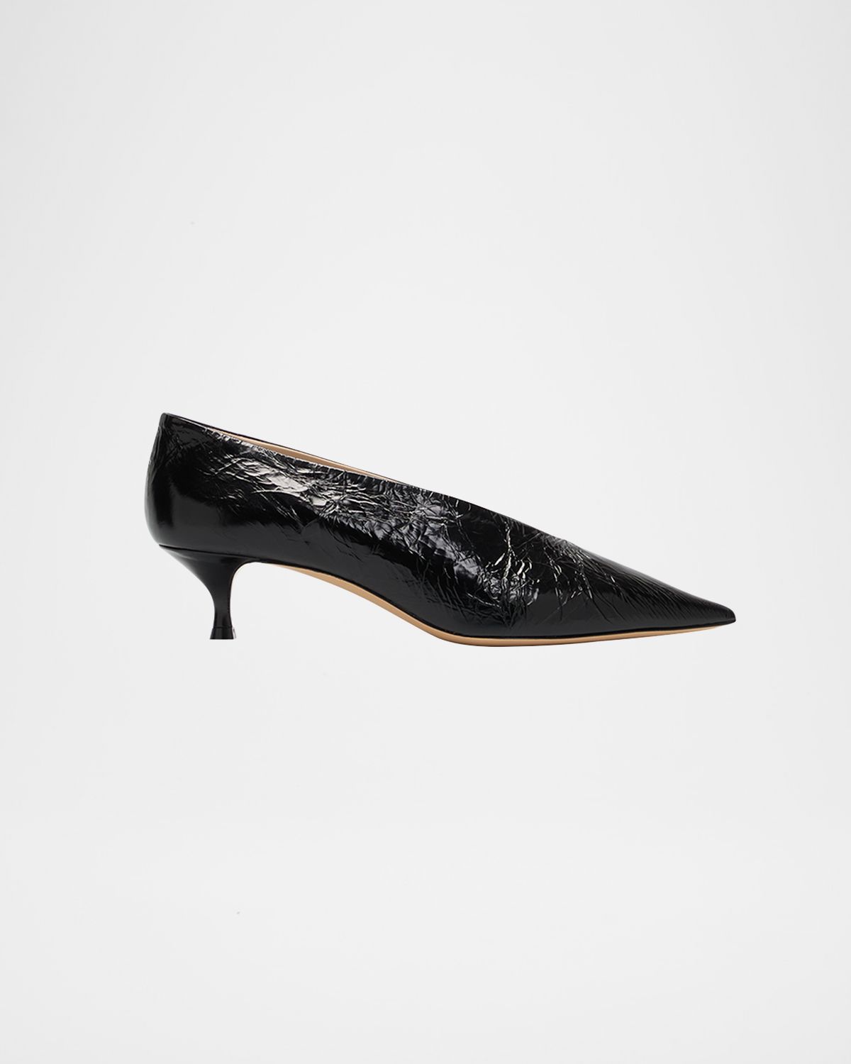 Le Monde Beryl Crinkle Leather Kitten-Heel Pumps