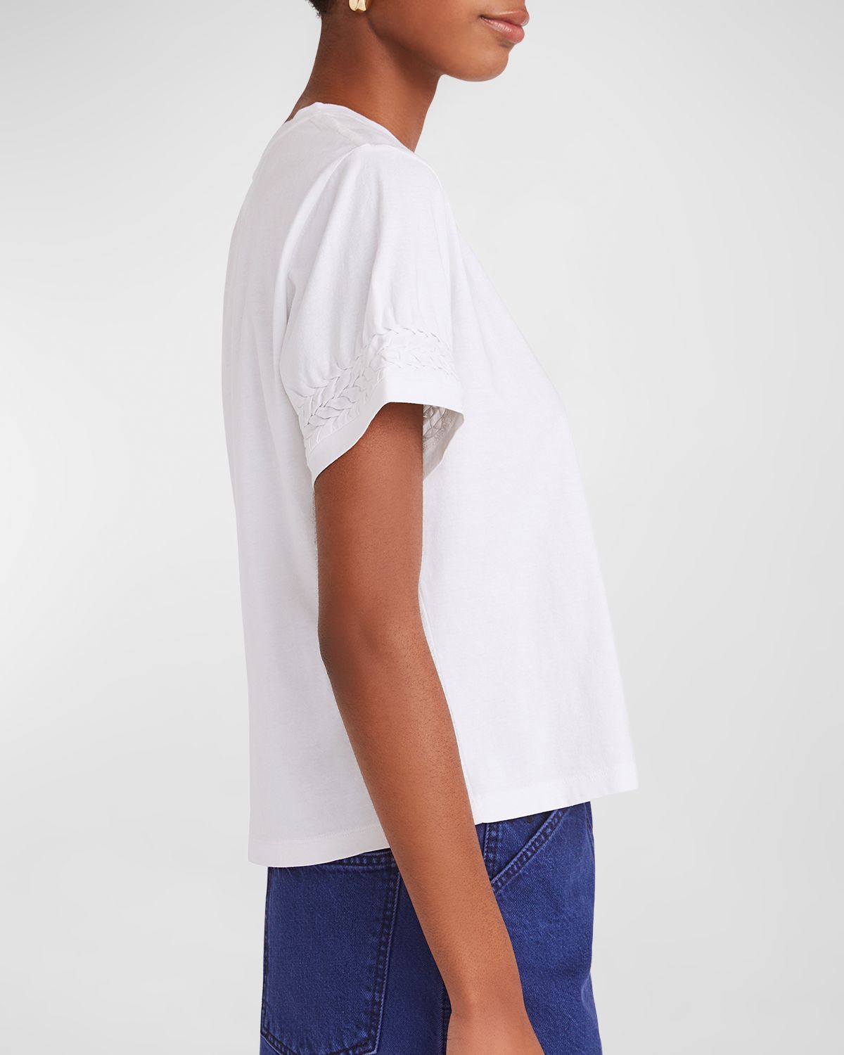 Merlette Cooper Smocked Crewneck Jersey Top