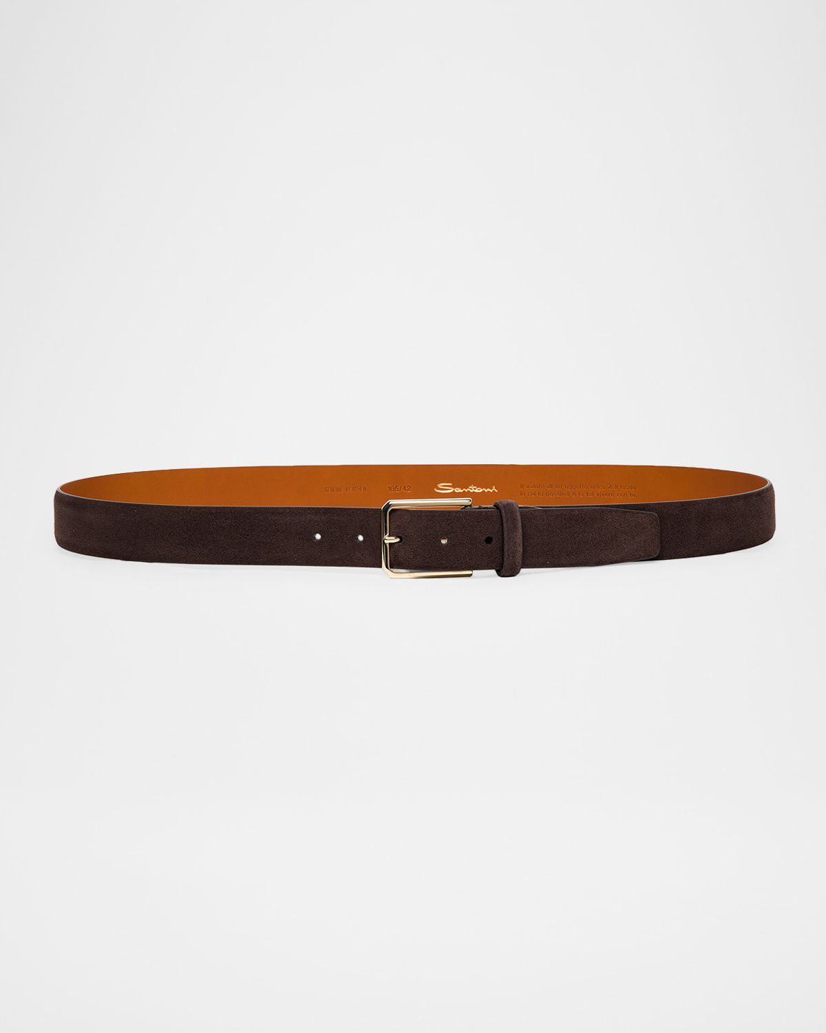 Santoni Men 's Suede Rectangle-Buckle Belt