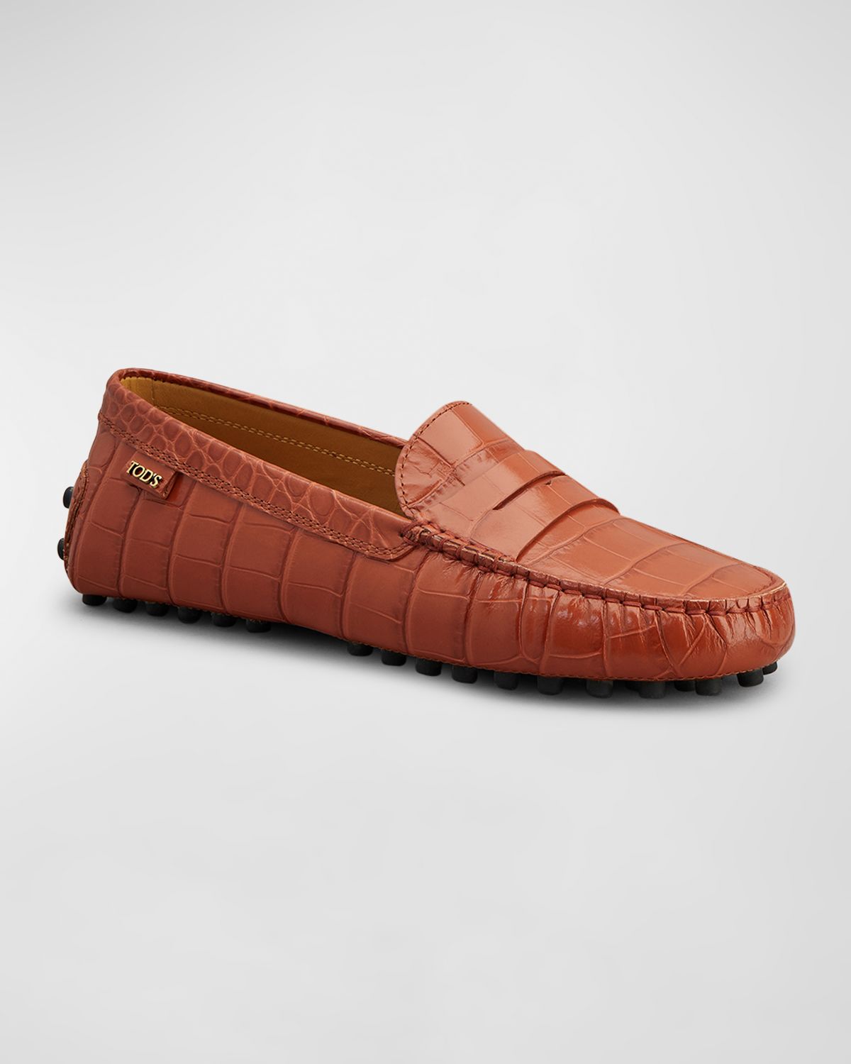 Tod 's Gommino Croco Penny Driver Loafers