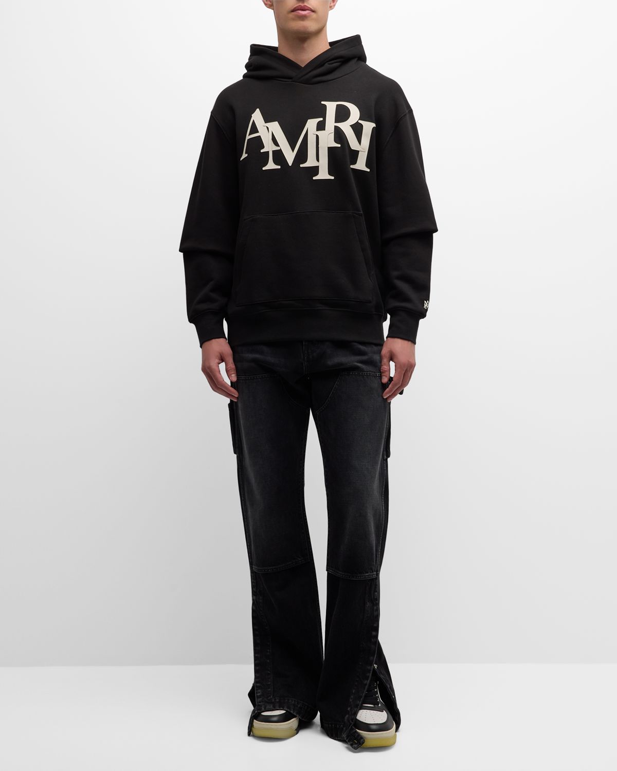 Amiri Men 's Staggered Logo Hoodie