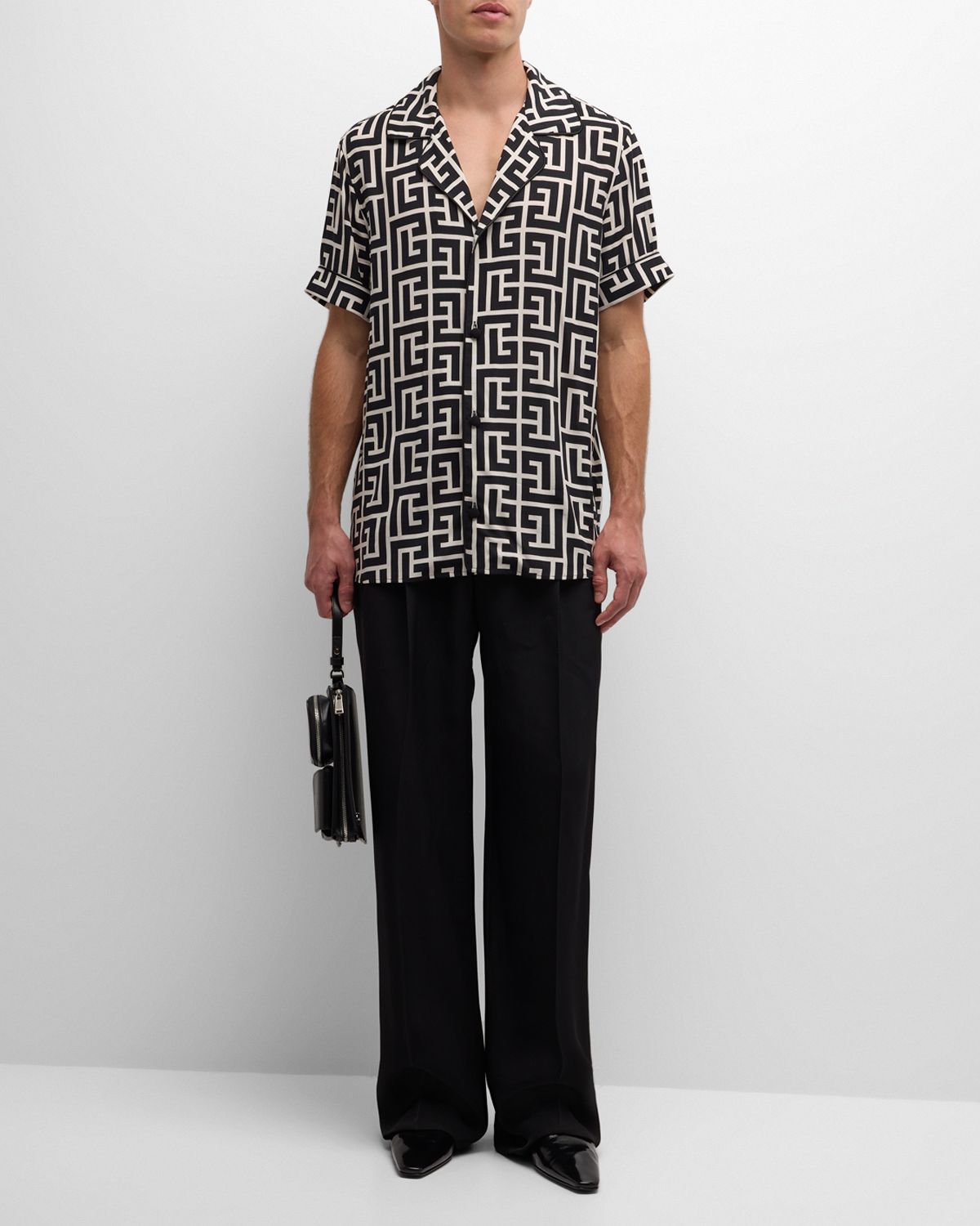 Balmain Men 's Monogram Pajama Shirt