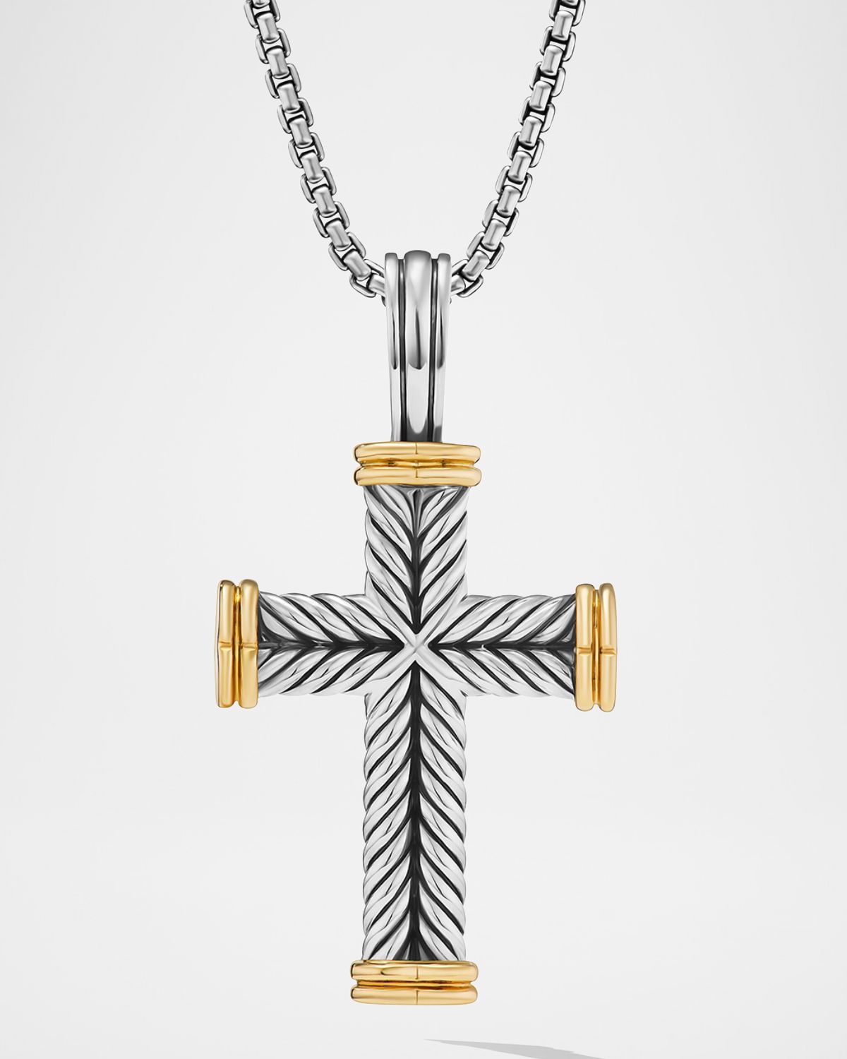 David Yurman Men 's Chevron Cross Pendant in Silver, 24mm