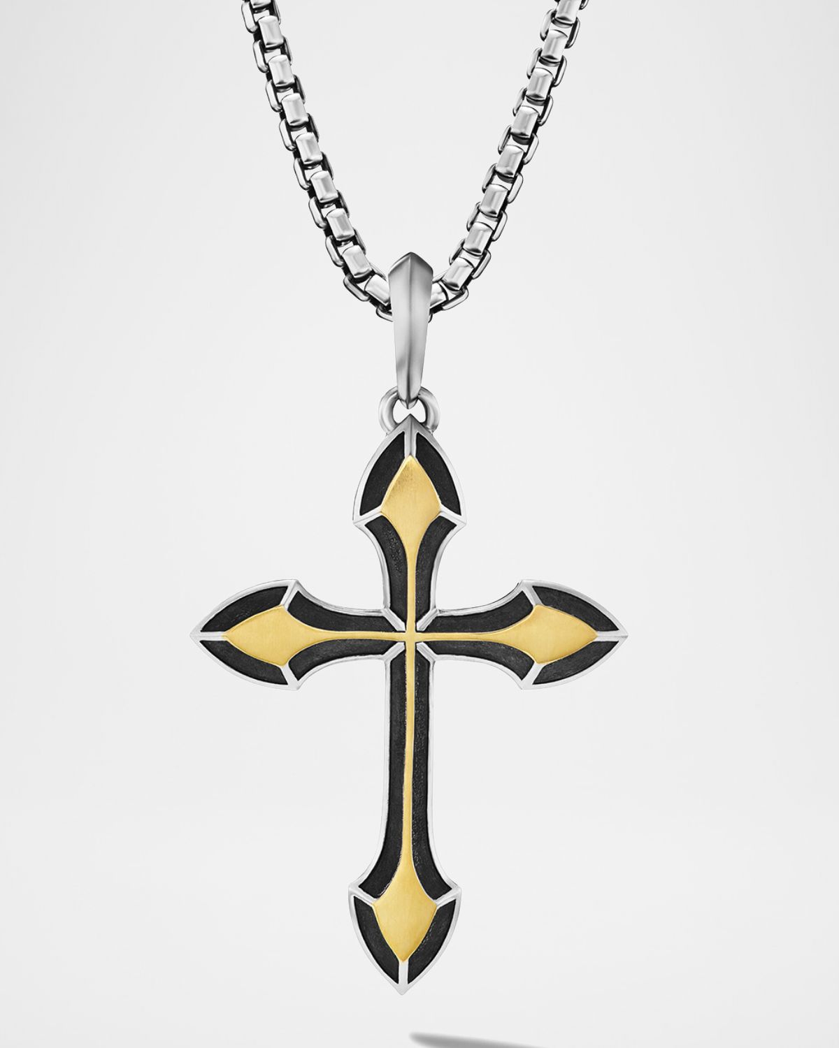 David Yurman Men 's Gothic Cross Pendant in Silver and 18K Gold, 27.5mm