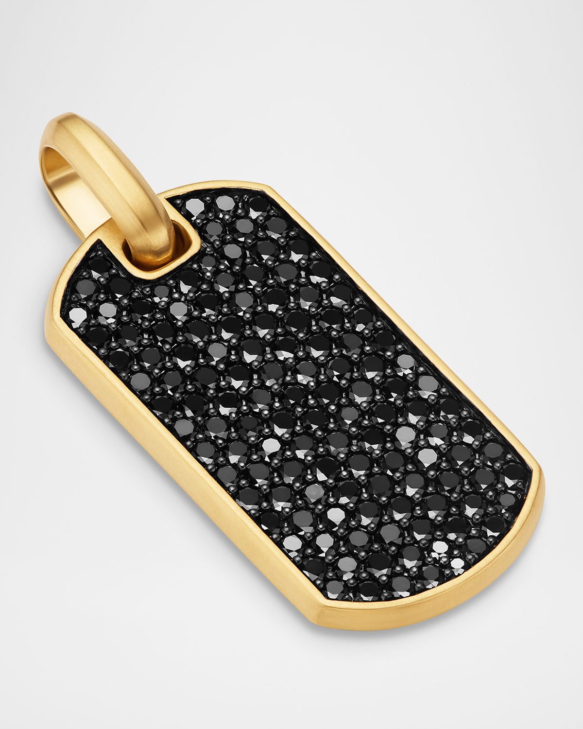 David Yurman Men 's Chevron Tag Enhancer with Black Diamonds in 18K Yellow Gold, 35mm