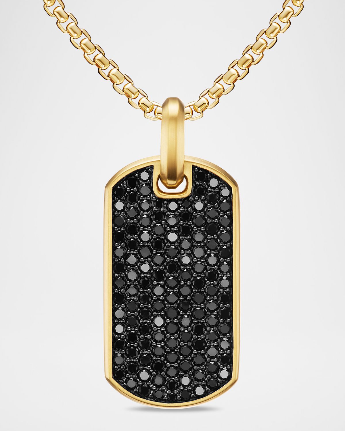 David Yurman Men 's Chevron Tag Enhancer with Black Diamonds in 18K Yellow Gold, 35mm