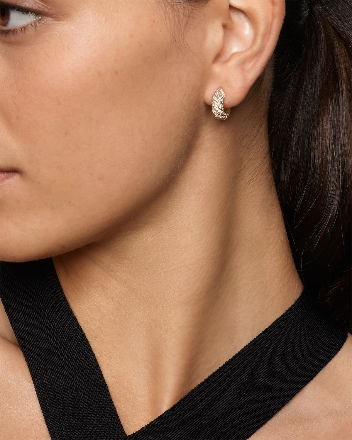 David Yurman Sculpted Cable Huggie Hoop Earrings in Silver, 14.4mm