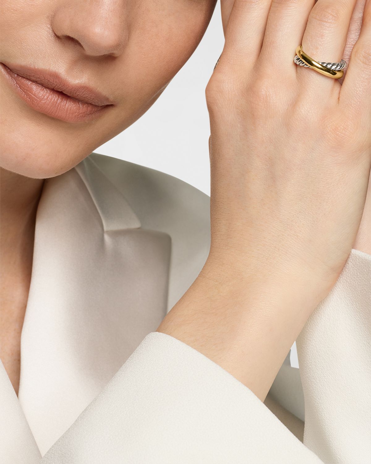 David Yurman Crossover Ring in Silver with 14K Gold, 8mm