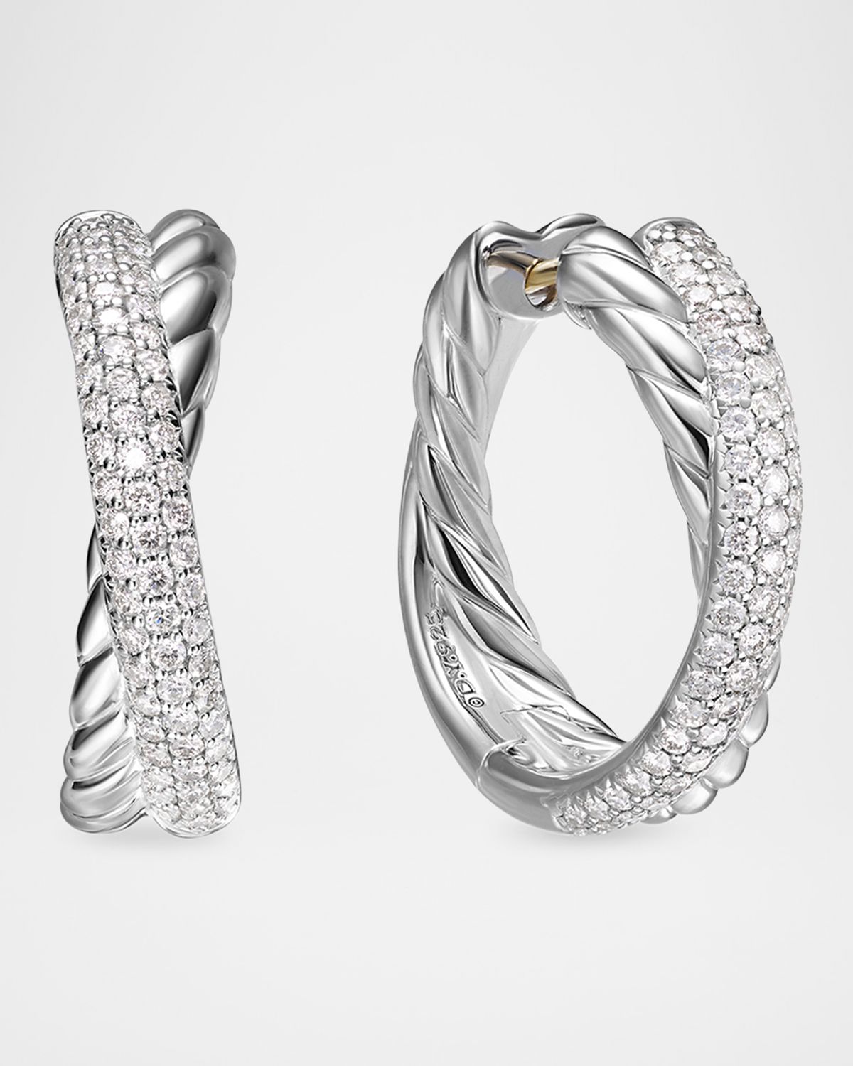 David Yurman Crossover Hoop Earrings in Silver, 6.6mm, 0.9"L