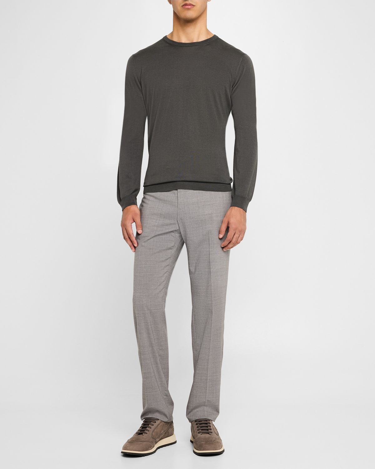 Giorgio Armani Men 's Silk-Cotton Crew Sweater | Thumbnail 5 Giorgio Armani Men 's Silk-Cotton Crew Sweater | Thumbnail 5