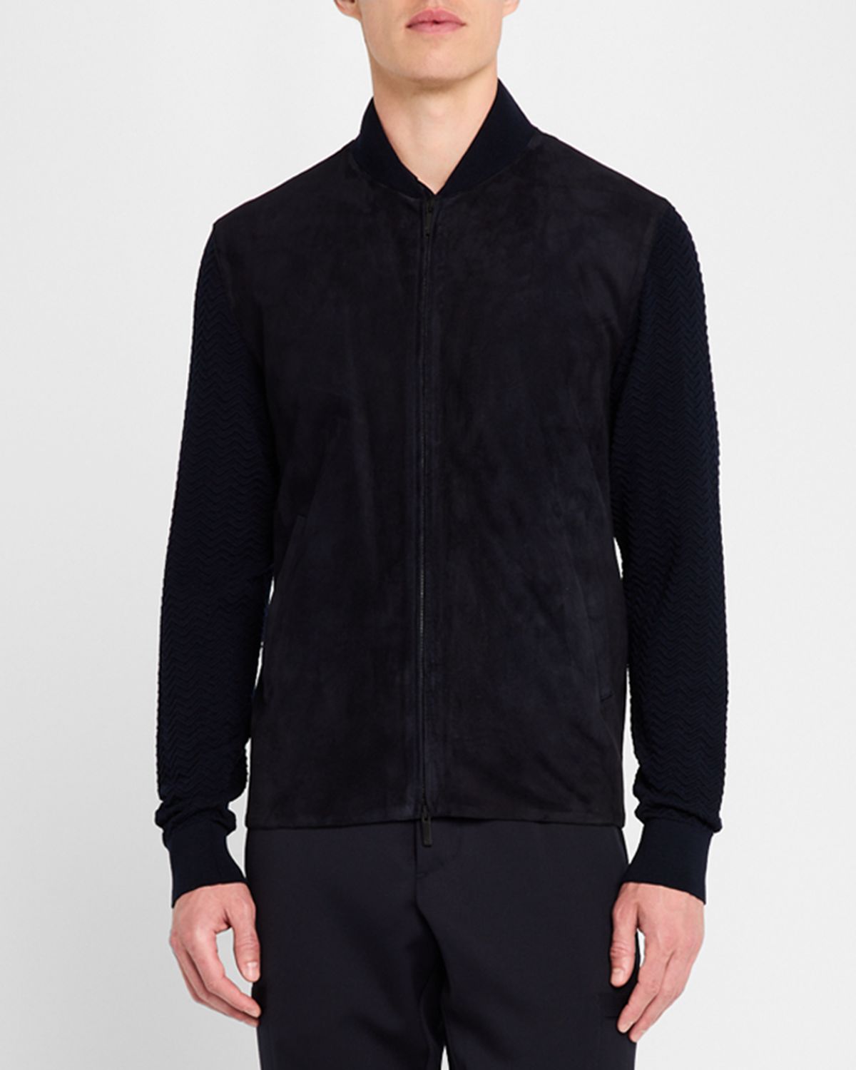 Giorgio Armani Men 's Suede Fabric Mix Bomber Jacket | Thumbnail 5 Giorgio Armani Men 's Suede Fabric Mix Bomber Jacket | Thumbnail 5